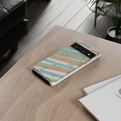 Surf Stripe Tough Phone Case — Retro Beach Waves Pattern