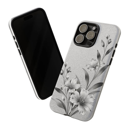 Floral Monochrome Phone Case — Elegant Black & White Lily Design