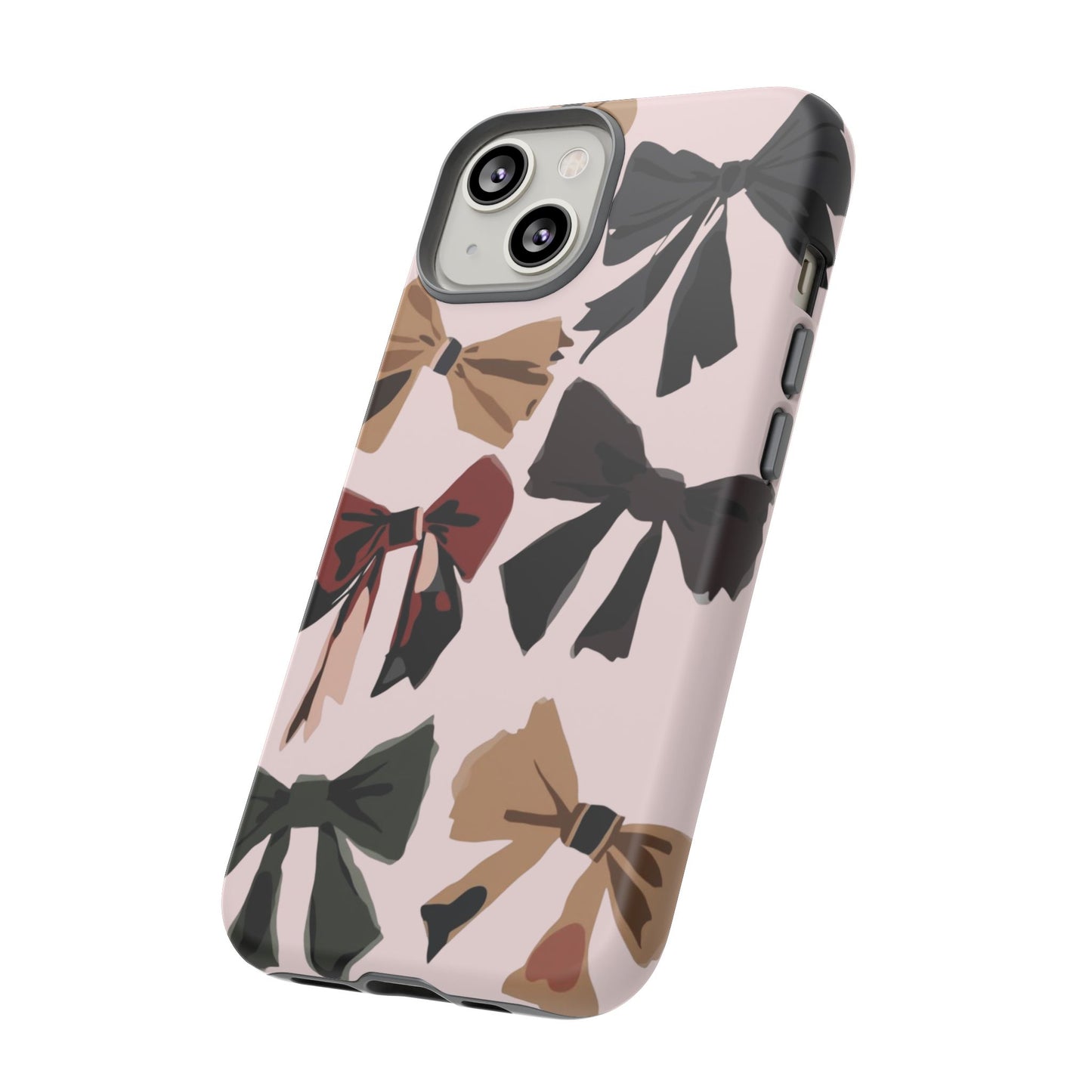 Bow Pattern Phone Case - Pink, Brown & Black Bows Protective Cover