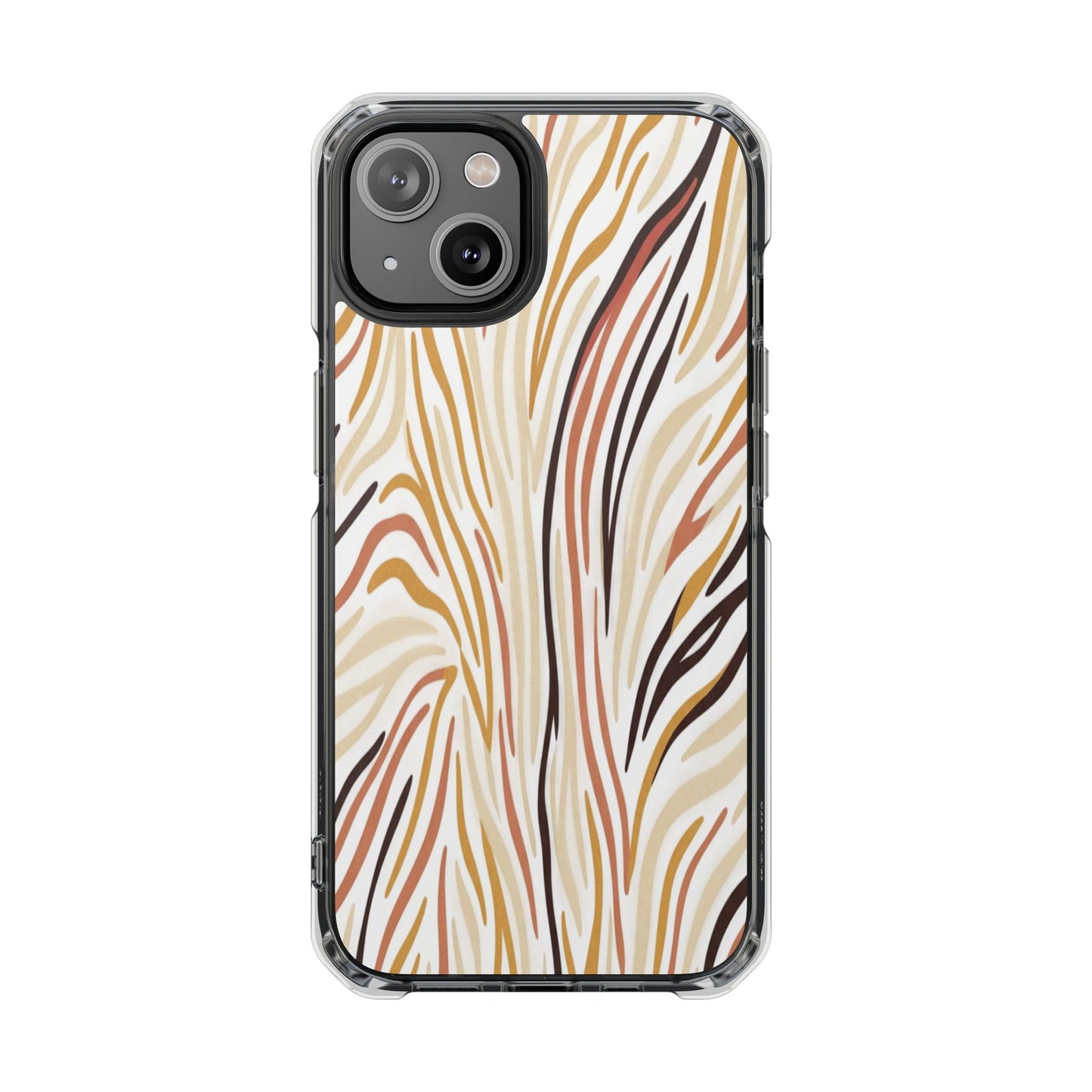 Clear Magnetic Phone Case — Neutral Abstract Marble Wave Design