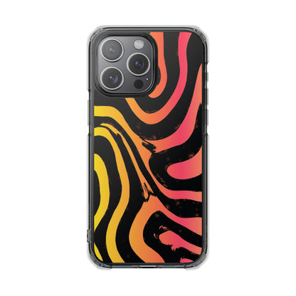 Clear Magnetic Impact Phone Case — Neon Zebra Stripe Design