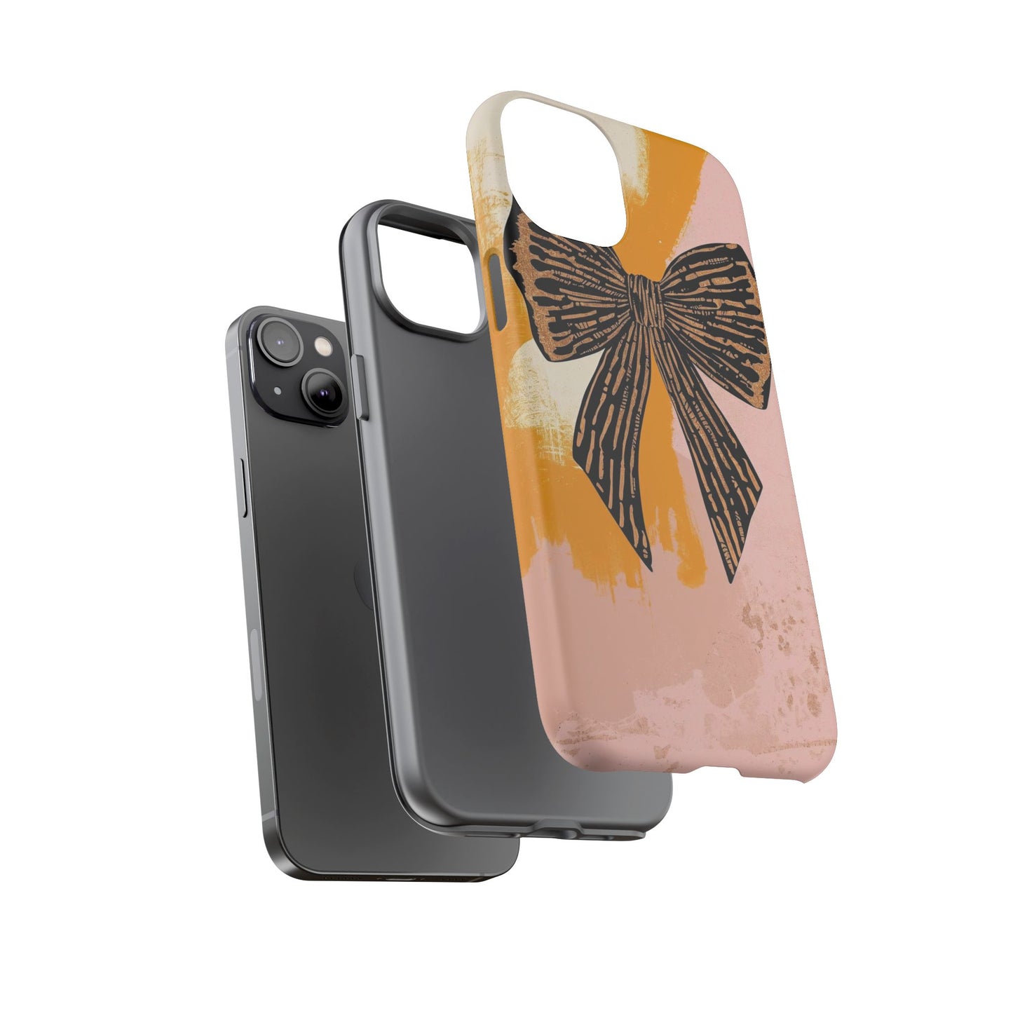 Bow Brushstroke Tough Phone Case — Pink & Mustard