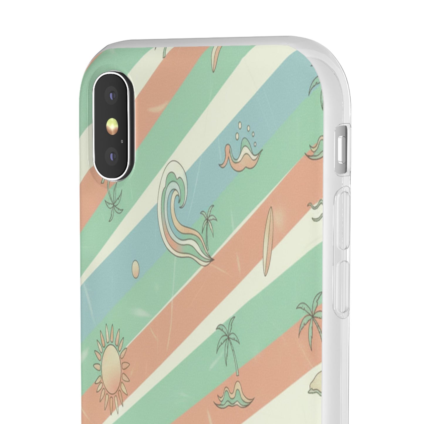 Beach Vibes Phone Case — Retro Pastel Surf & Palm Protective Flexi Case