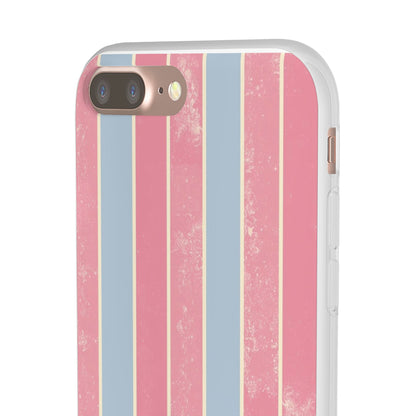 Striped Pink & Blue Phone Case — Retro Pastel Flexi Case
