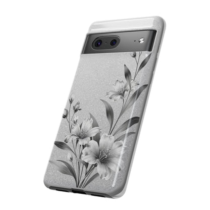 Floral Monochrome Phone Case — Elegant Black & White Lily Design