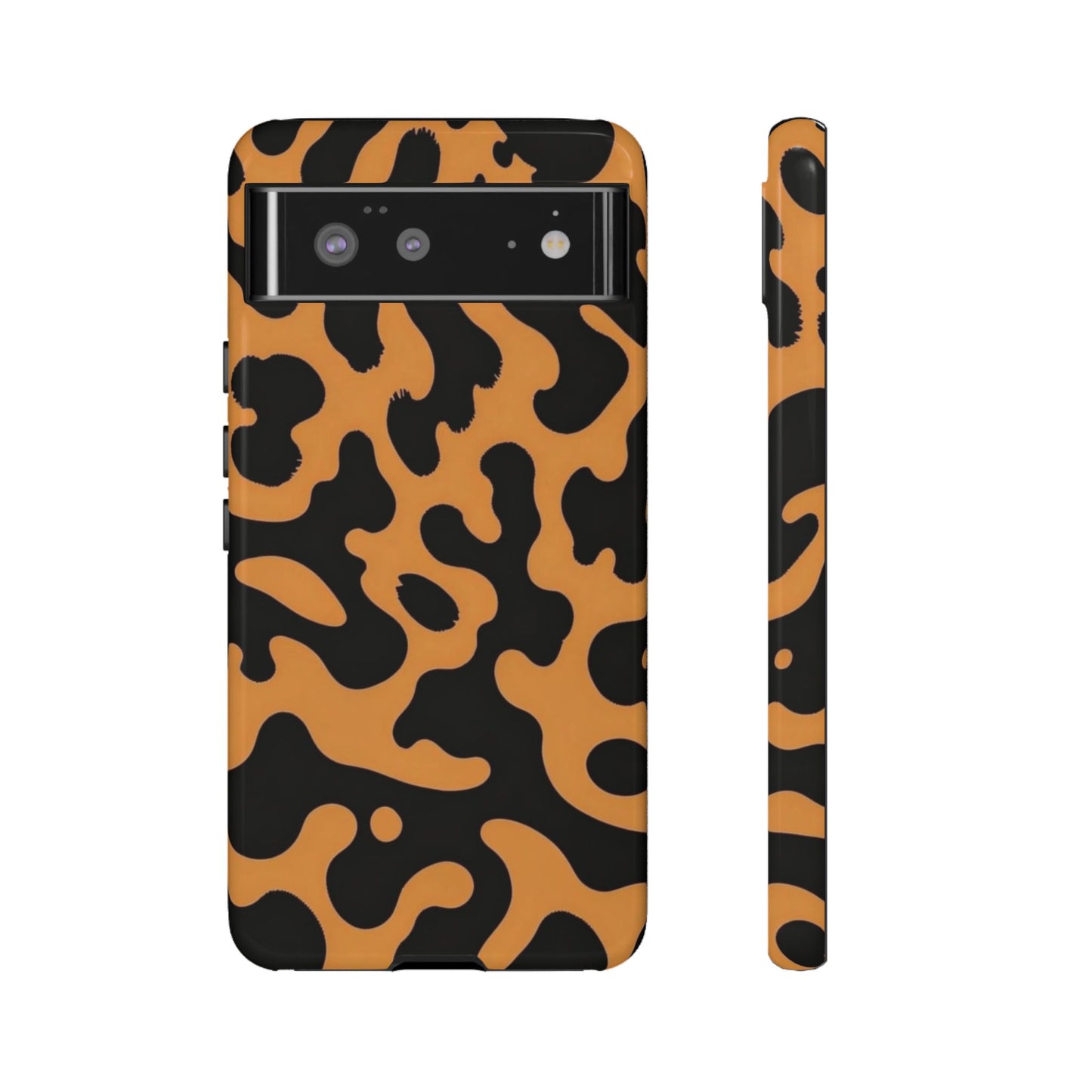 Leopard Print Phone Case — Orange & Black Tough Pattern Protective Cover