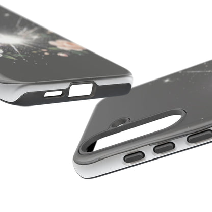 Floral Burst Phone Case — Protective Black Sparkle Design