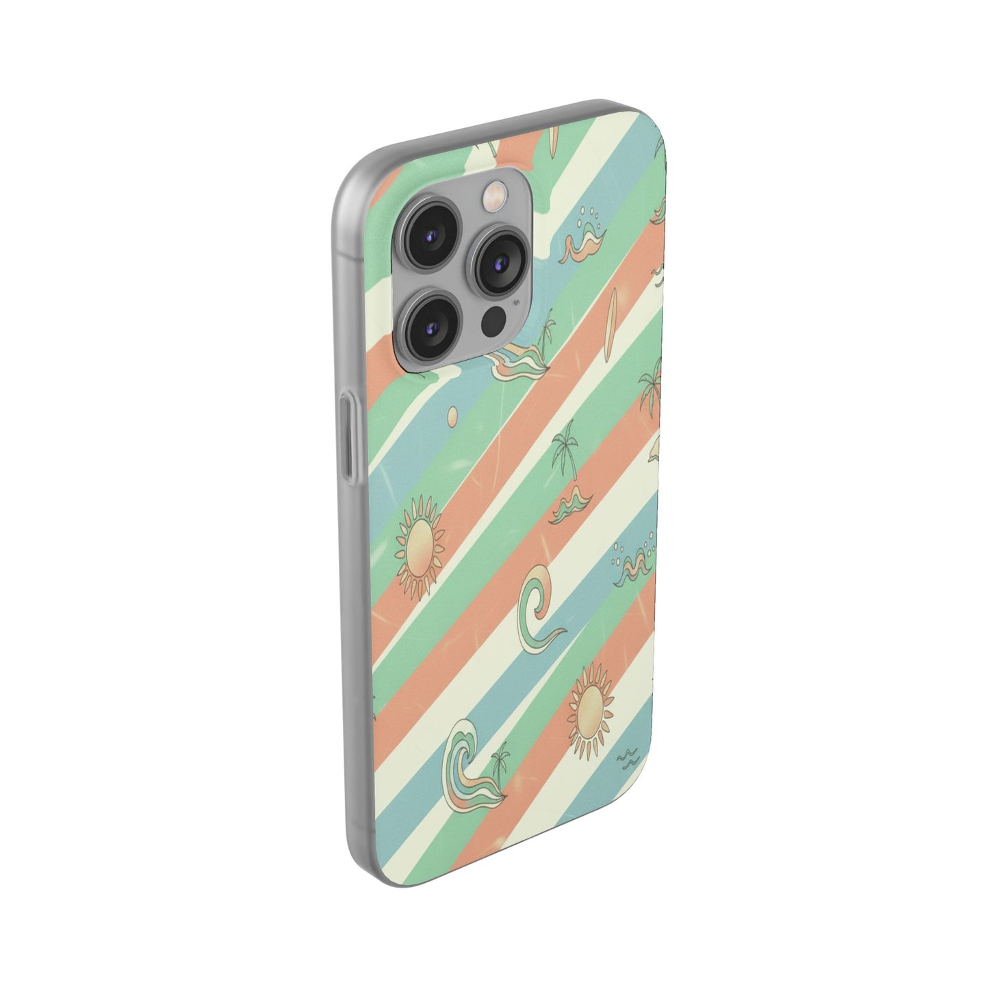 Beach Vibes Phone Case — Retro Pastel Surf & Palm Protective Flexi Case