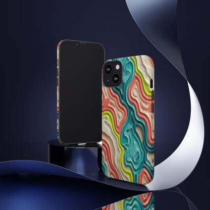 Abstract Contour Phone Case — Colorful Topographic Pattern Tough Case