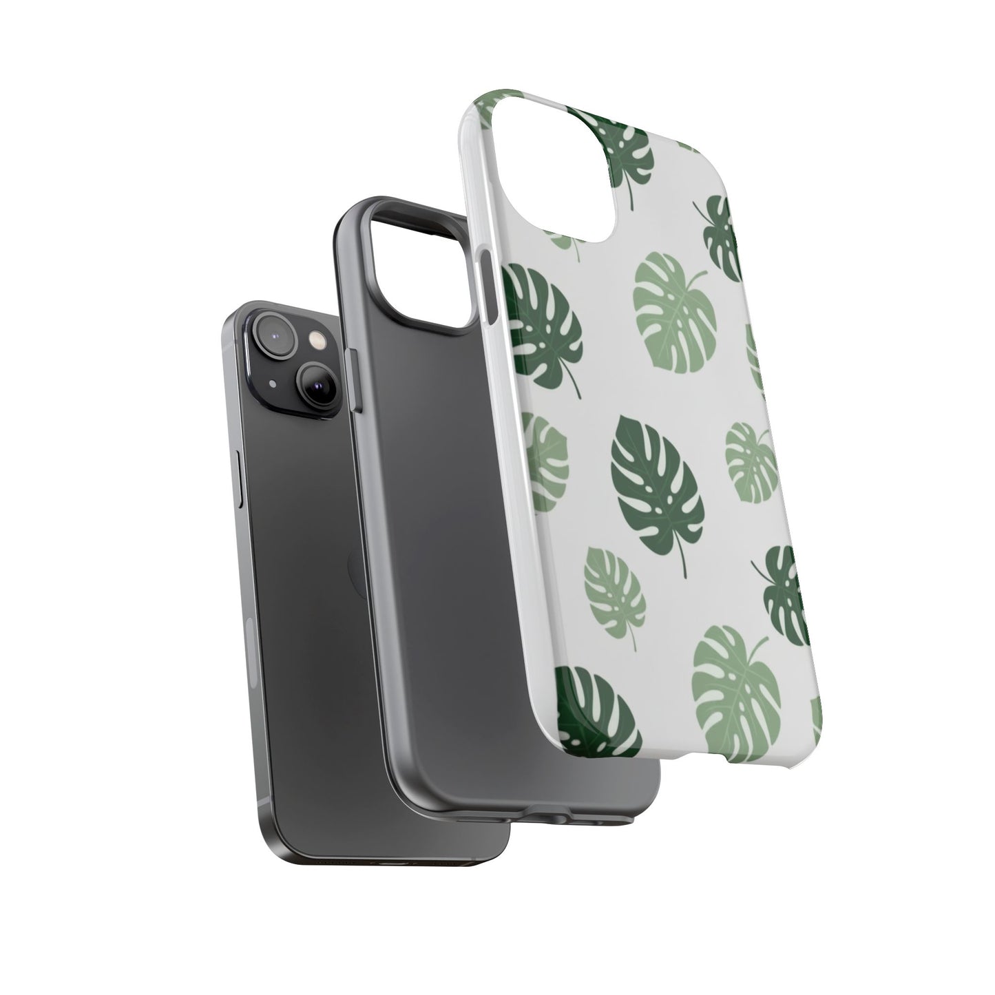Monstera Leaf Tough Phone Case – Tropical Green Palm Pattern Protective Cover