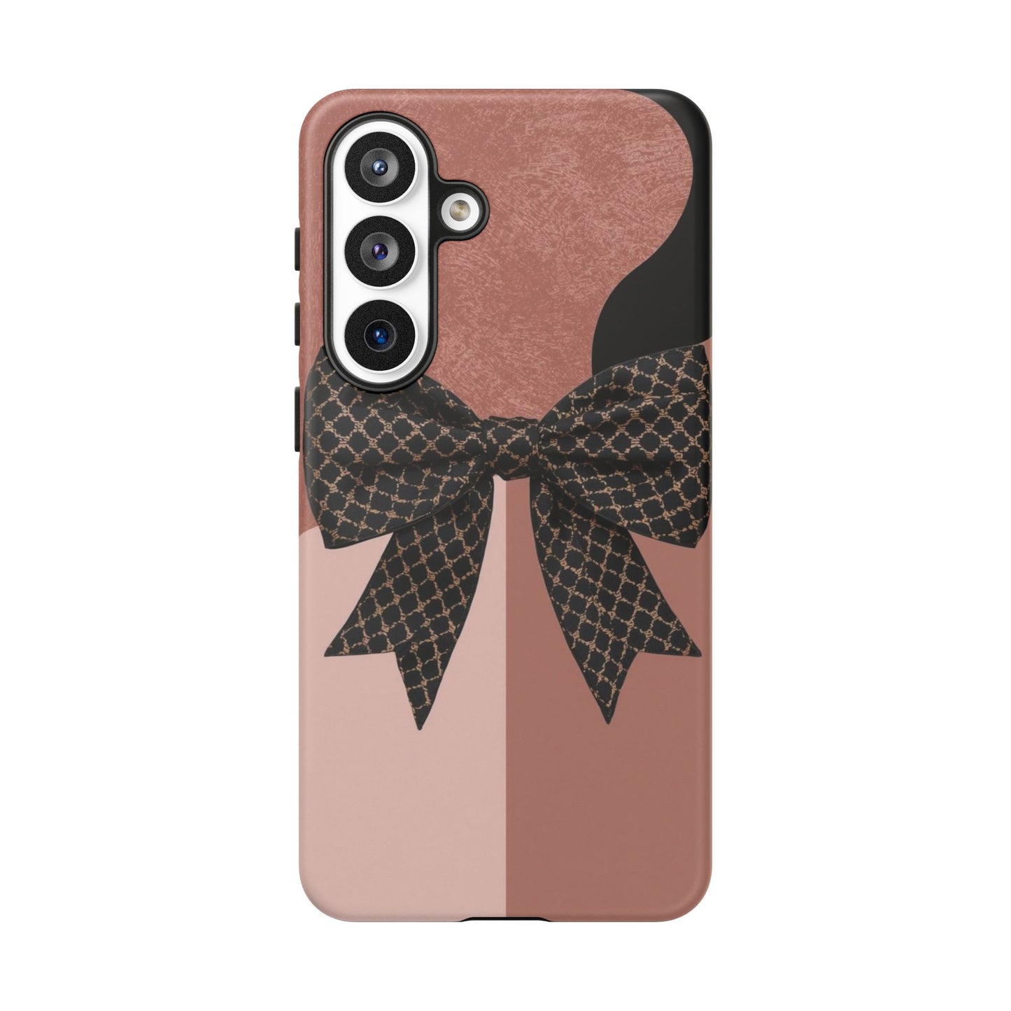 Bow Stripe Tough Phone Case – Pink Mauve Protective Cover