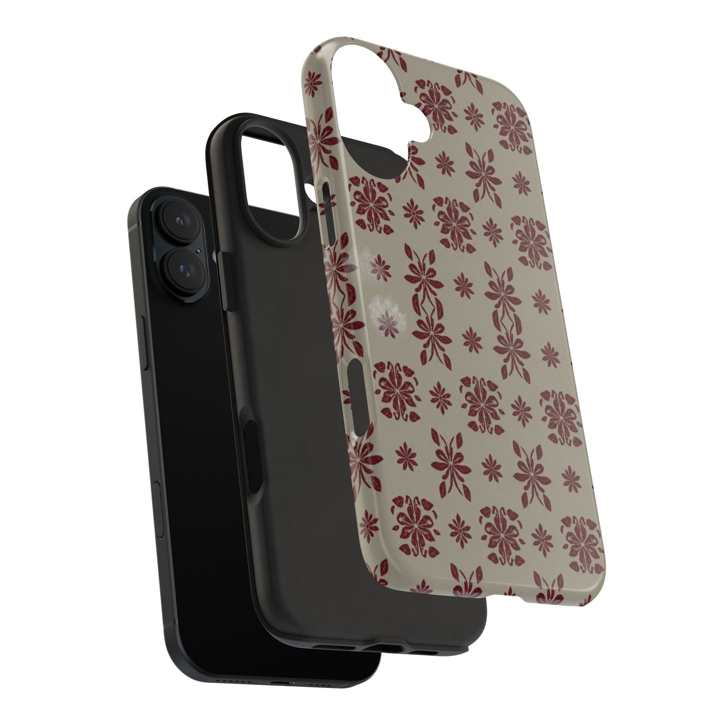Tough Phone Case — Vintage Red Floral Pattern Protective Cover