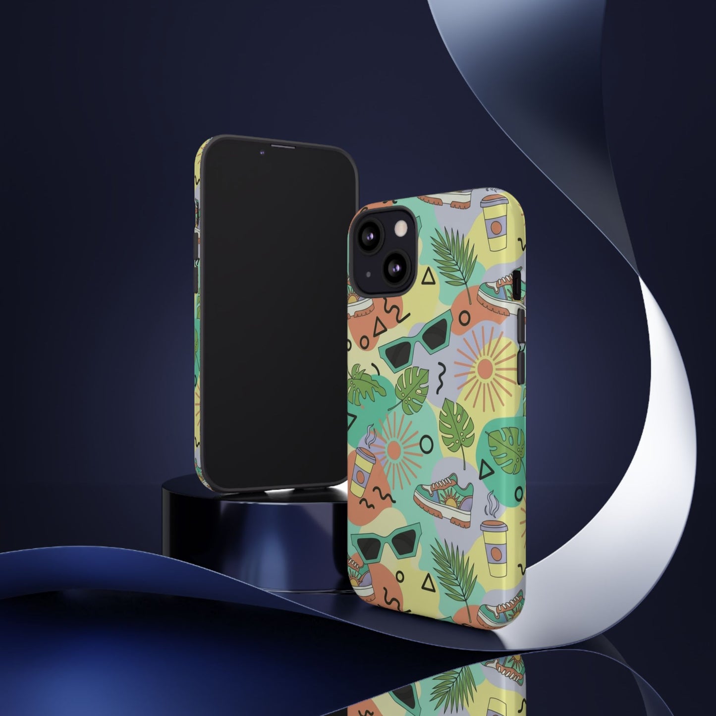 Tropical Summer Phone Case — Retro Sunglasses, Sneakers & Palm Pattern