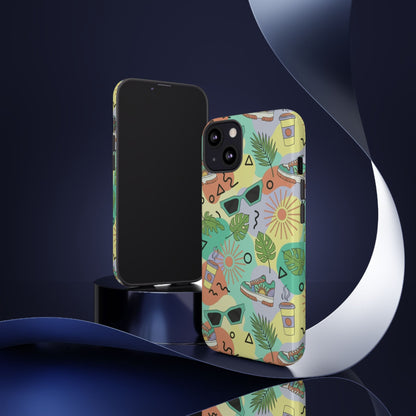Tropical Summer Phone Case — Retro Sunglasses, Sneakers & Palm Pattern