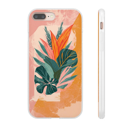Tropical Botanical Phone Case — Pink & Orange Floral Flexi Case