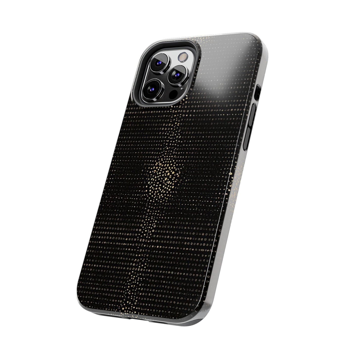Tough Phone Case — Black Textured Metallic Dot Shield