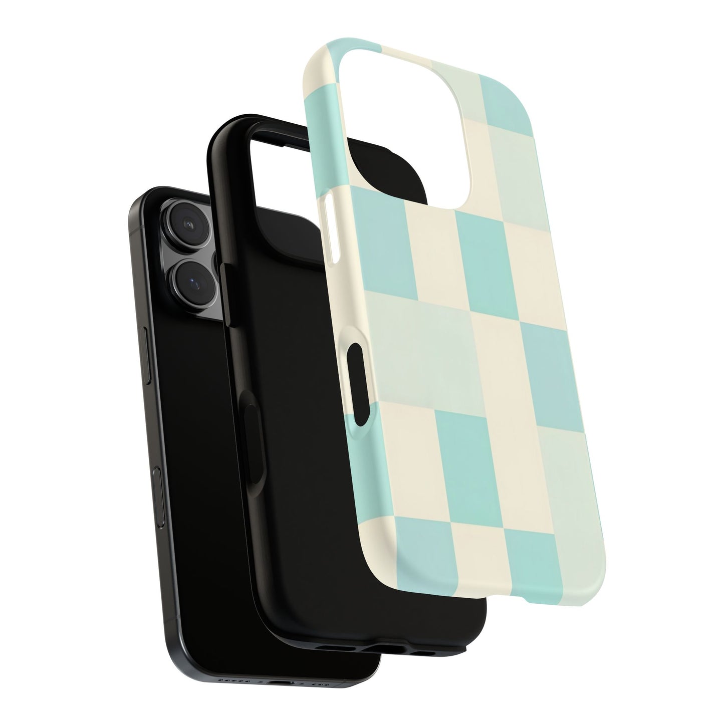 Pastel Checkerboard Tough Case – Mint & Cream Protective Phone Cover