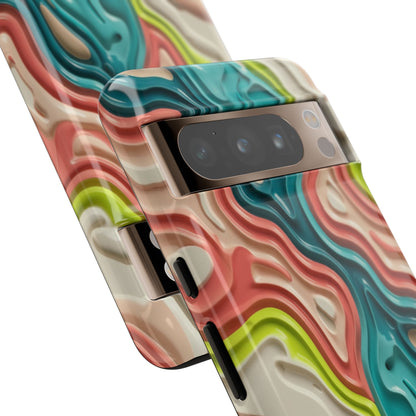 Abstract Contour Phone Case — Colorful Topographic Pattern Tough Case