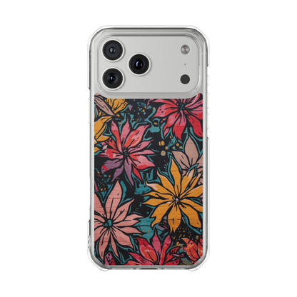 Clear Impact Phone Case — Vibrant Floral Poinsettia Design (Magnetic)