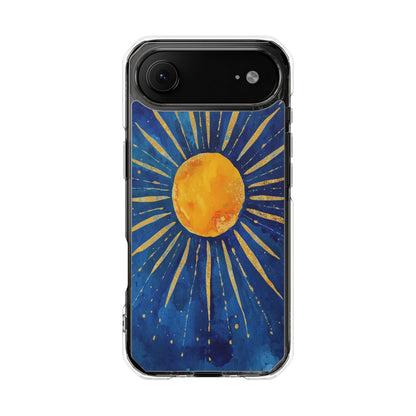 Sunburst Sky Magnetic Clear Phone Case — Protective Artistic Sun Design