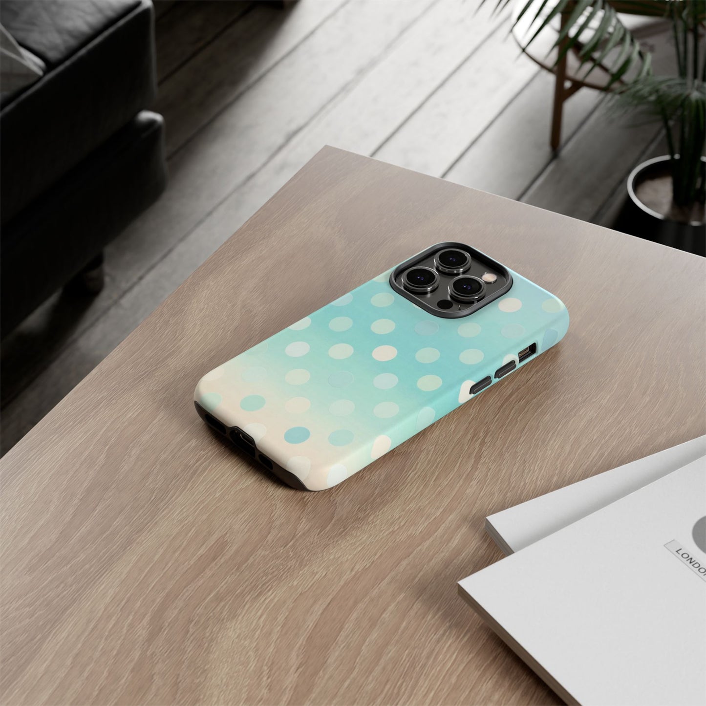 Abstract Palm Tough Phone Case — Minimal Coastal Blue Protective Cover