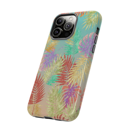 Tropical Palm Leaf Tough Phone Case – Colorful Pastel Botanical Protection