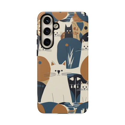 Cat Pattern Phone Case – Retro Abstract Cats Protective iPhone Cover