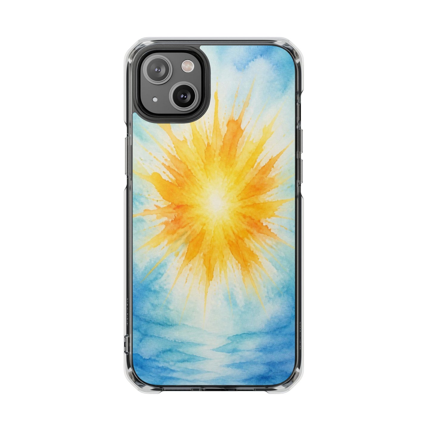 Clear Magnetic Phone Case — Sunshine Watercolor Design