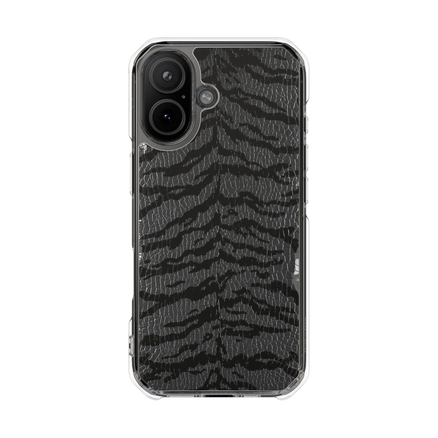 Clear Magnetic Impact Phone Case — Black Tiger Stripe