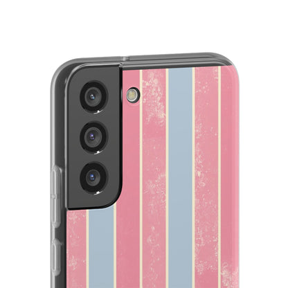 Striped Pink & Blue Phone Case — Retro Pastel Flexi Case