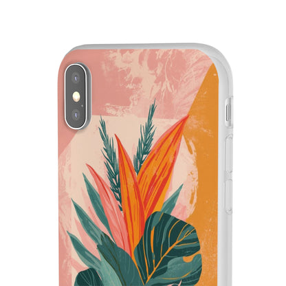 Tropical Botanical Phone Case — Pink & Orange Floral Flexi Case
