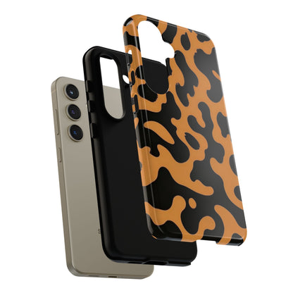 Leopard Print Phone Case — Orange & Black Tough Pattern Protective Cover