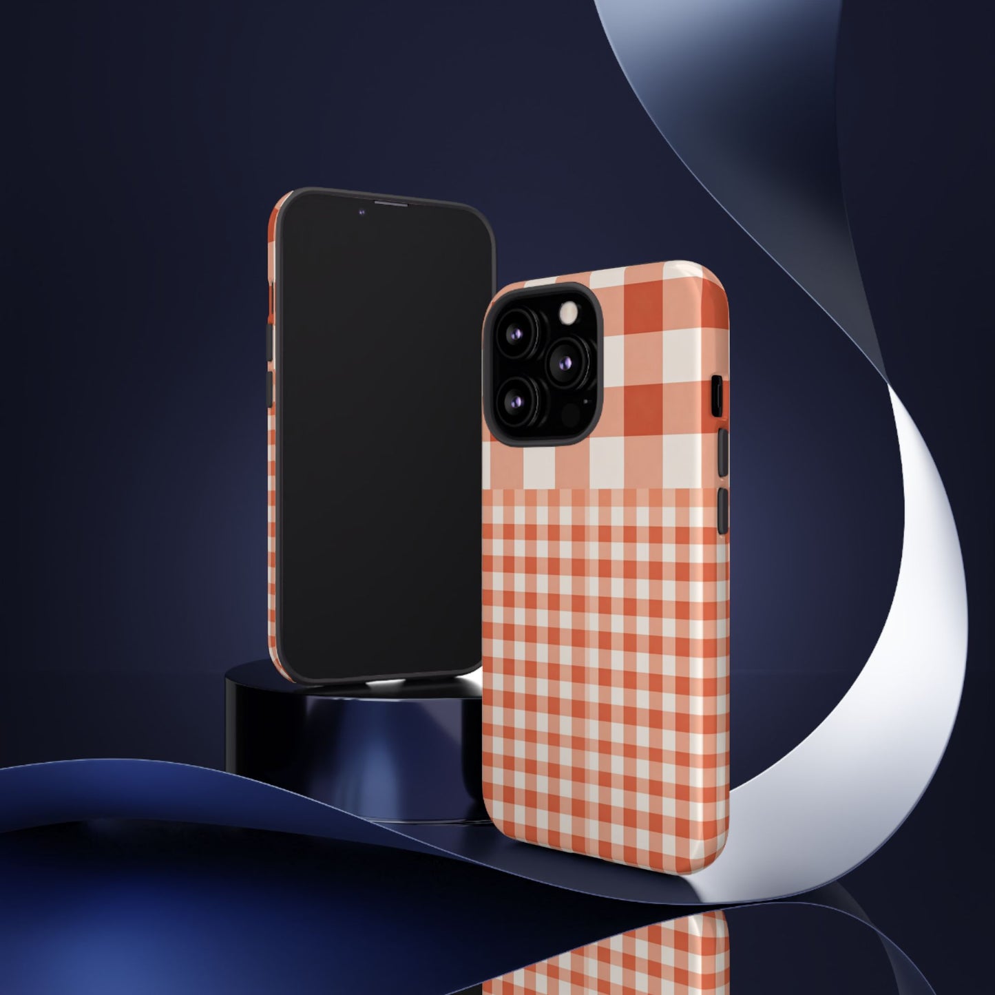 Buffalo Check Tough Phone Case — Orange Gingham Protective Cover