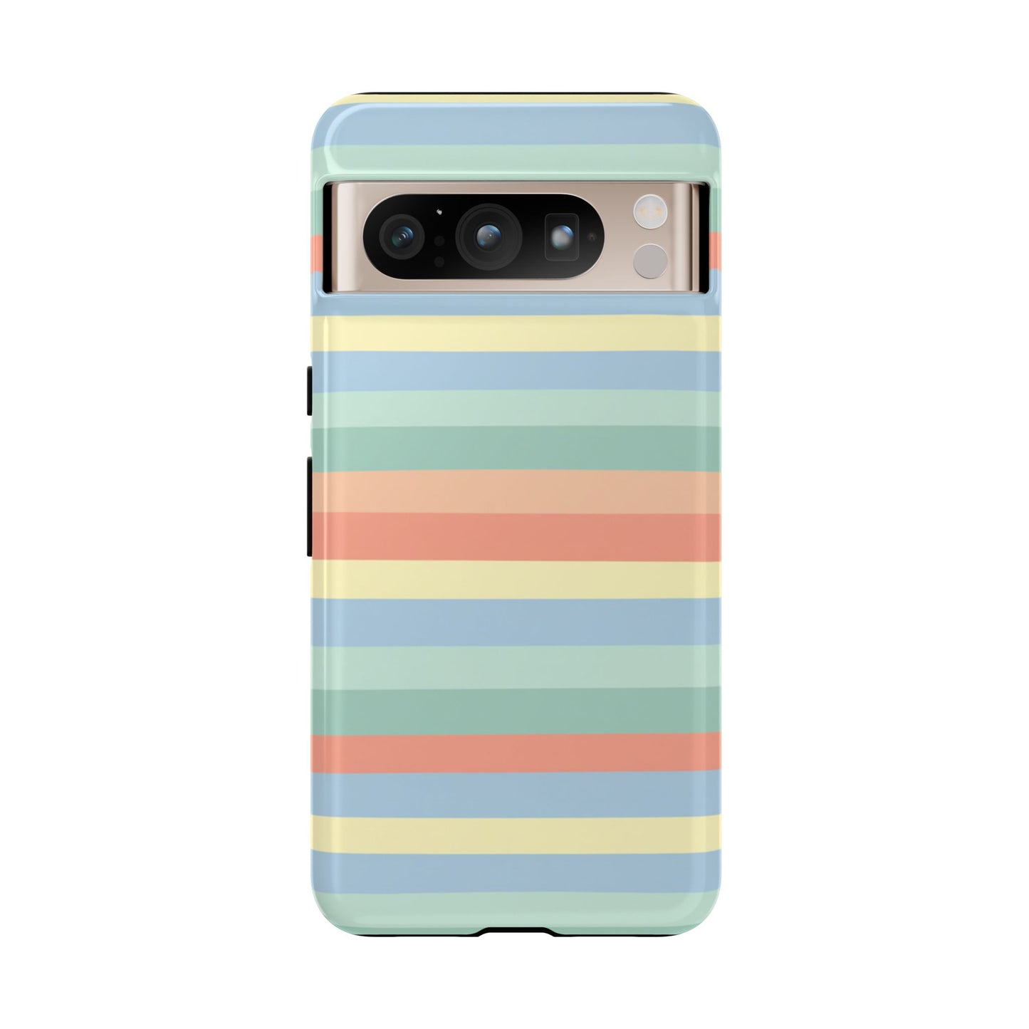 Pastel Striped Phone Case — Retro Horizontal Multi-Color Tough Case