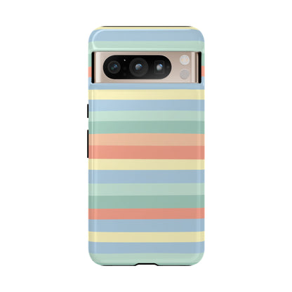 Pastel Striped Phone Case — Retro Horizontal Multi-Color Tough Case