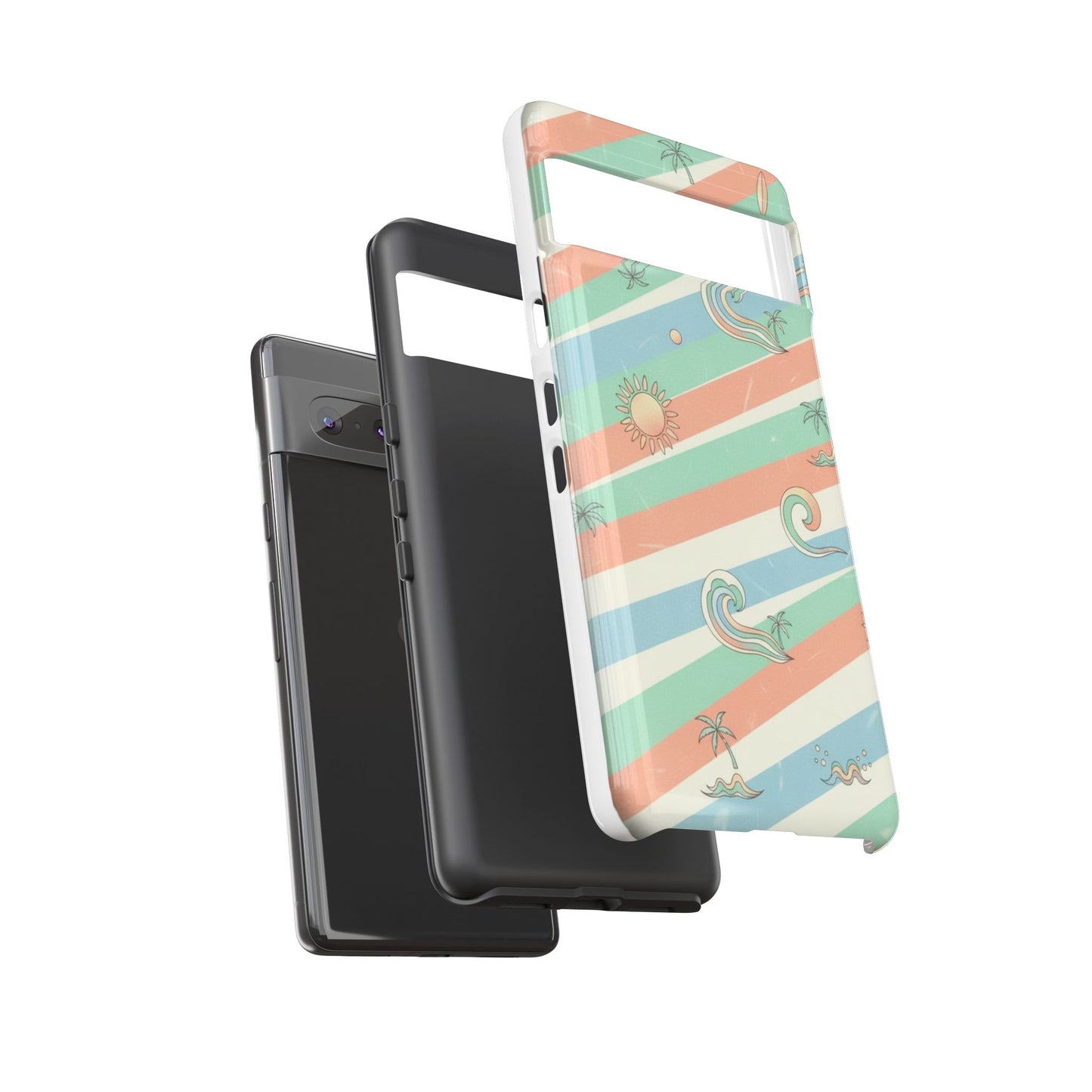 Surf Stripe Tough Phone Case — Retro Beach Waves Pattern