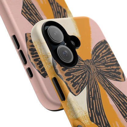 Bow Brushstroke Tough Phone Case — Pink & Mustard