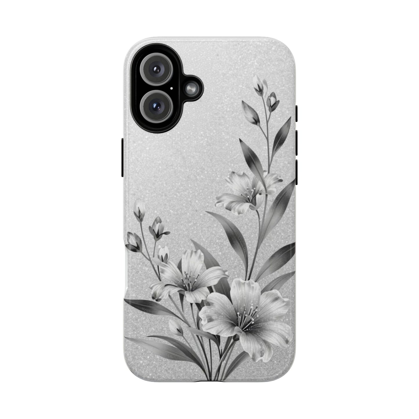Floral Monochrome Phone Case — Elegant Black & White Lily Design