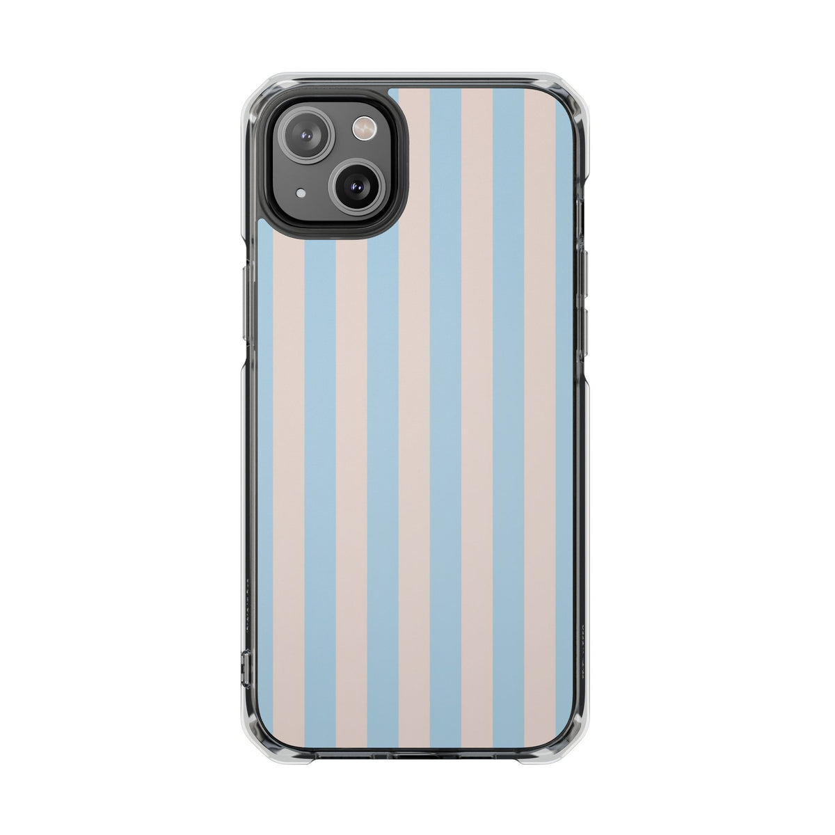 Striped Pastel Clear Phone Case — Blue & Peach Vertical Stripe Magnetic Impact Case