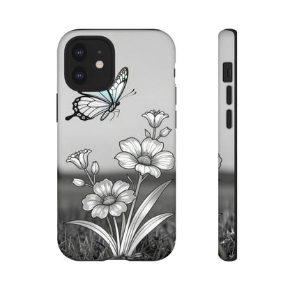 Butterfly & Wildflower Tough Phone Case — Durable Floral Phone Cover