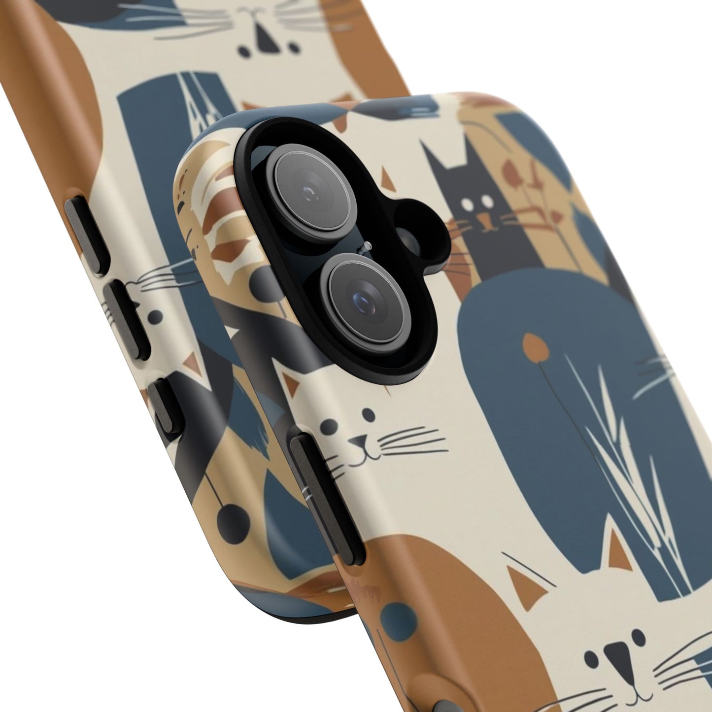 Cat Pattern Phone Case – Retro Abstract Cats Protective iPhone Cover