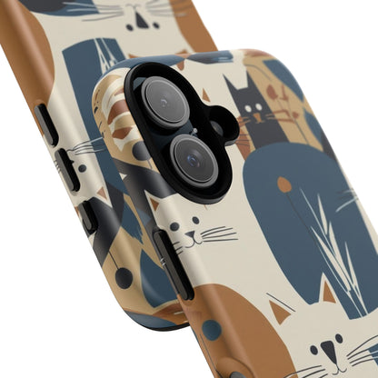 Cat Pattern Phone Case – Retro Abstract Cats Protective iPhone Cover