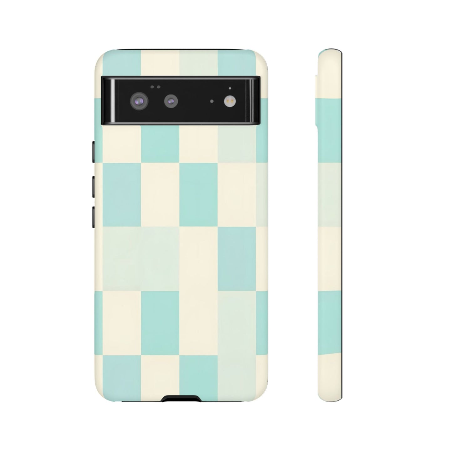 Pastel Checkerboard Tough Case – Mint & Cream Protective Phone Cover