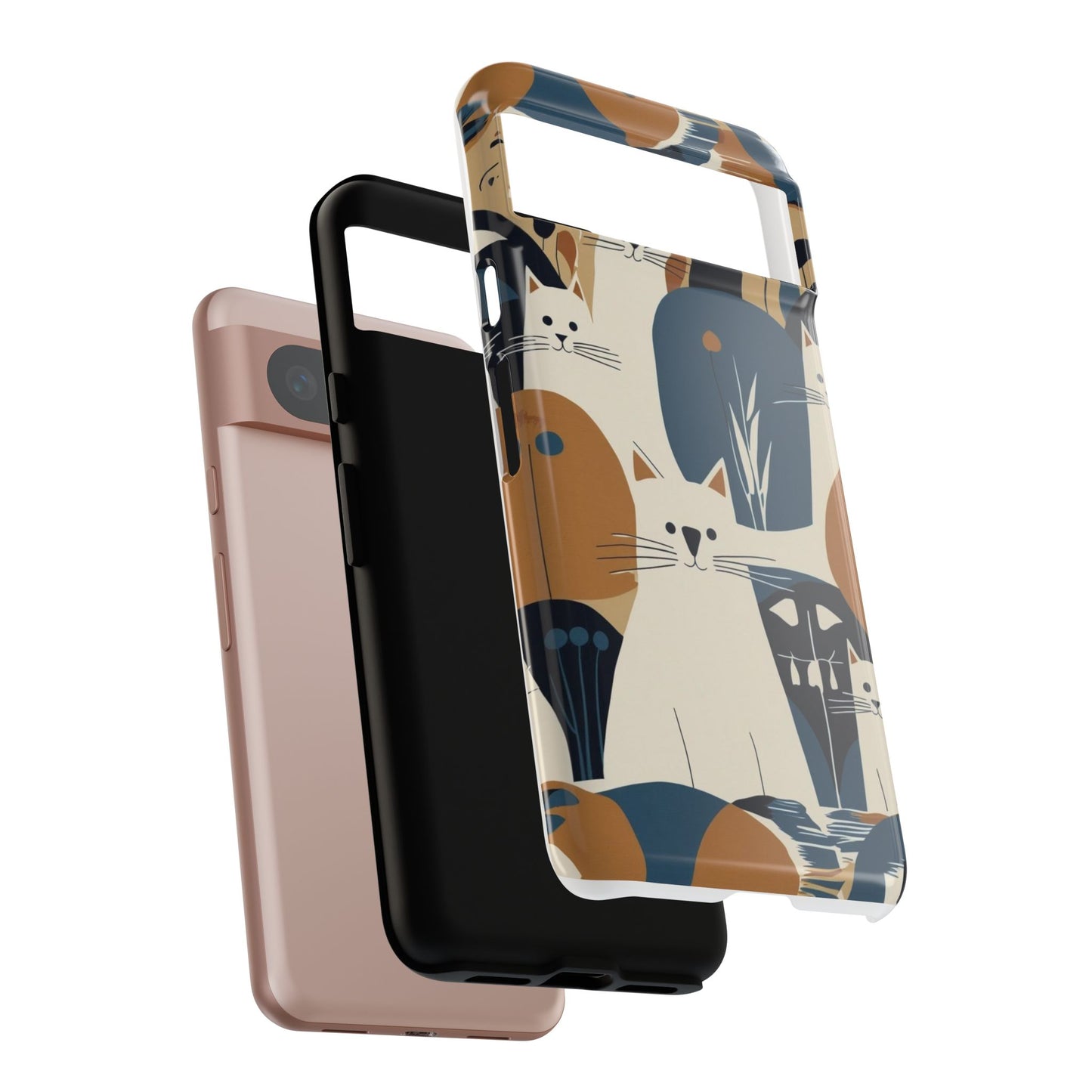 Cat Pattern Phone Case – Retro Abstract Cats Protective iPhone Cover