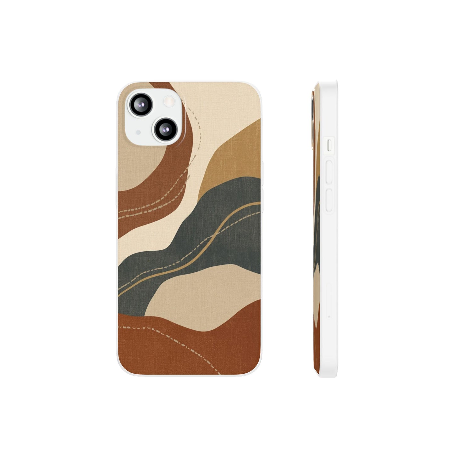 Abstract Earth Tone Phone Case — Boho Wavy Flexi Case