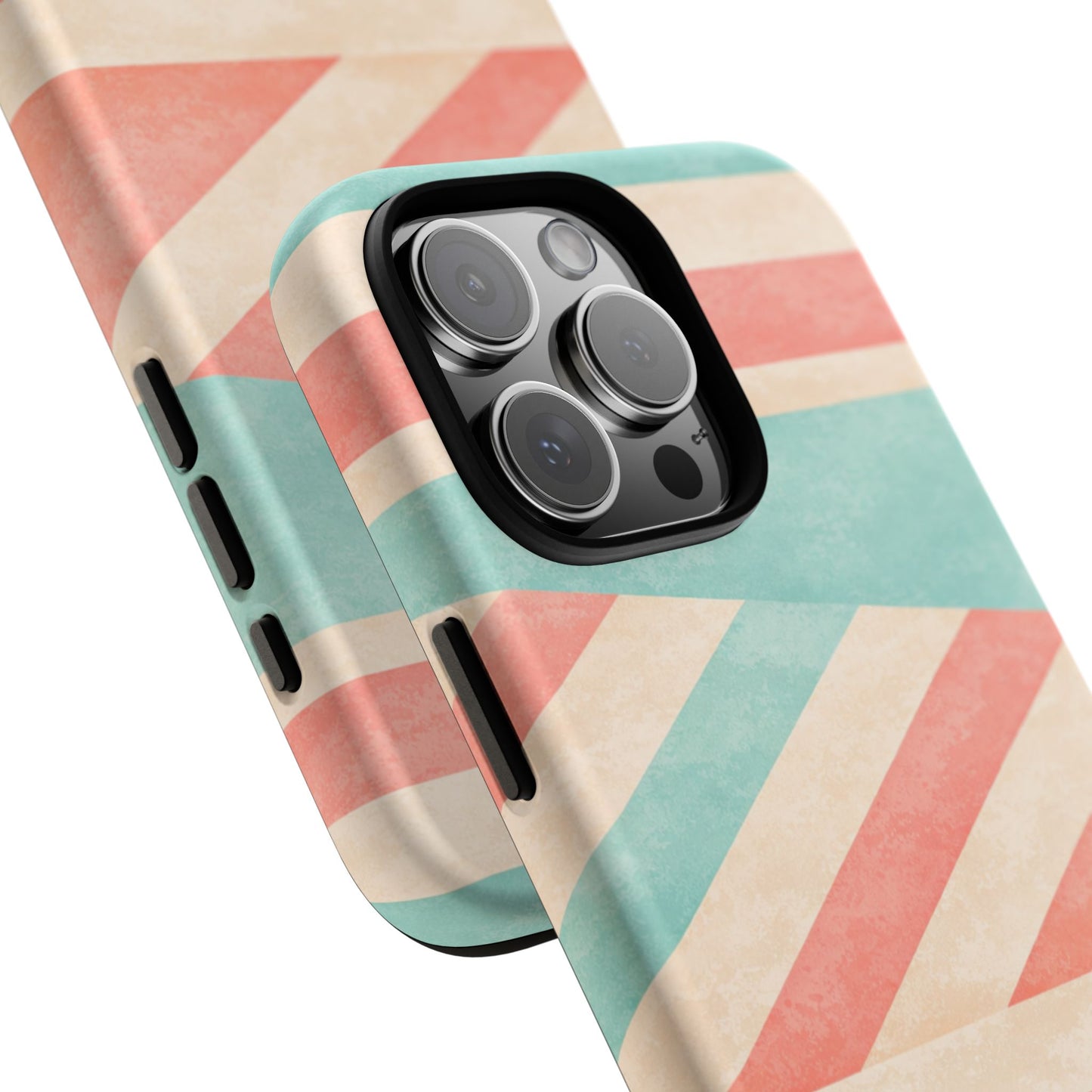 Pastel Stripes Tough Phone Case – Retro Coral & Teal Protective Cover