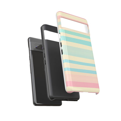 Pastel Striped Tough Phone Case – Protective Retro Rainbow Design