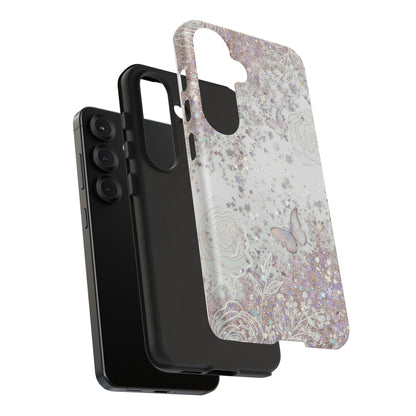 Butterfly Glitter Tough Phone Case — Floral Sparkle Protective Case
