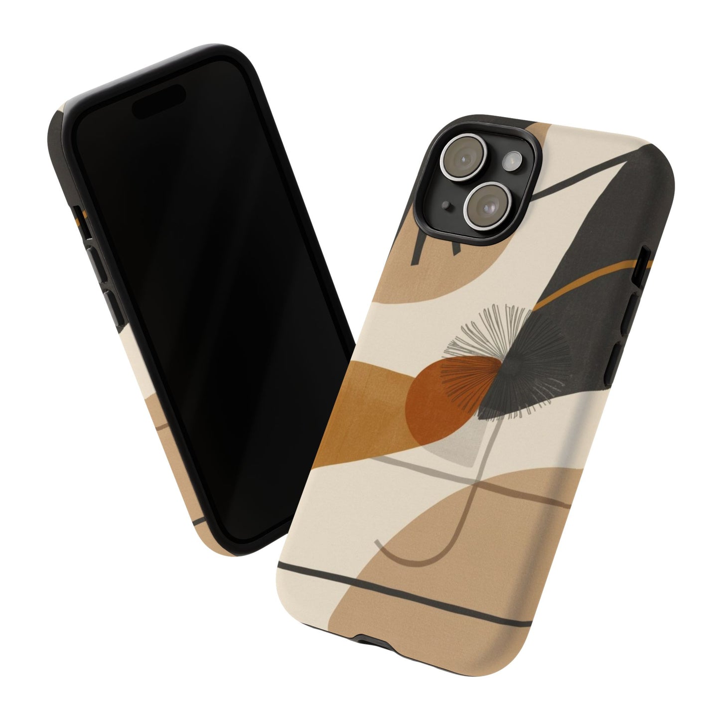 Abstract Earth Tone Phone Case — Mid-Century Minimalist Tough Case