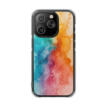 Clear Impact Phone Case — Rainbow Watercolor Splash Magnetic Compatible